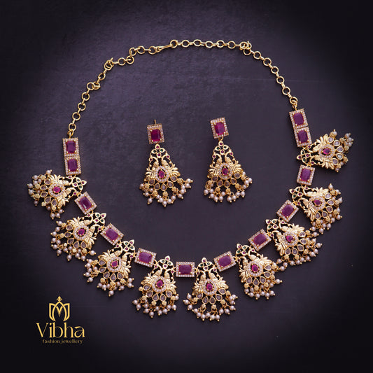 Double Peacocks Necklace and Earrings Set