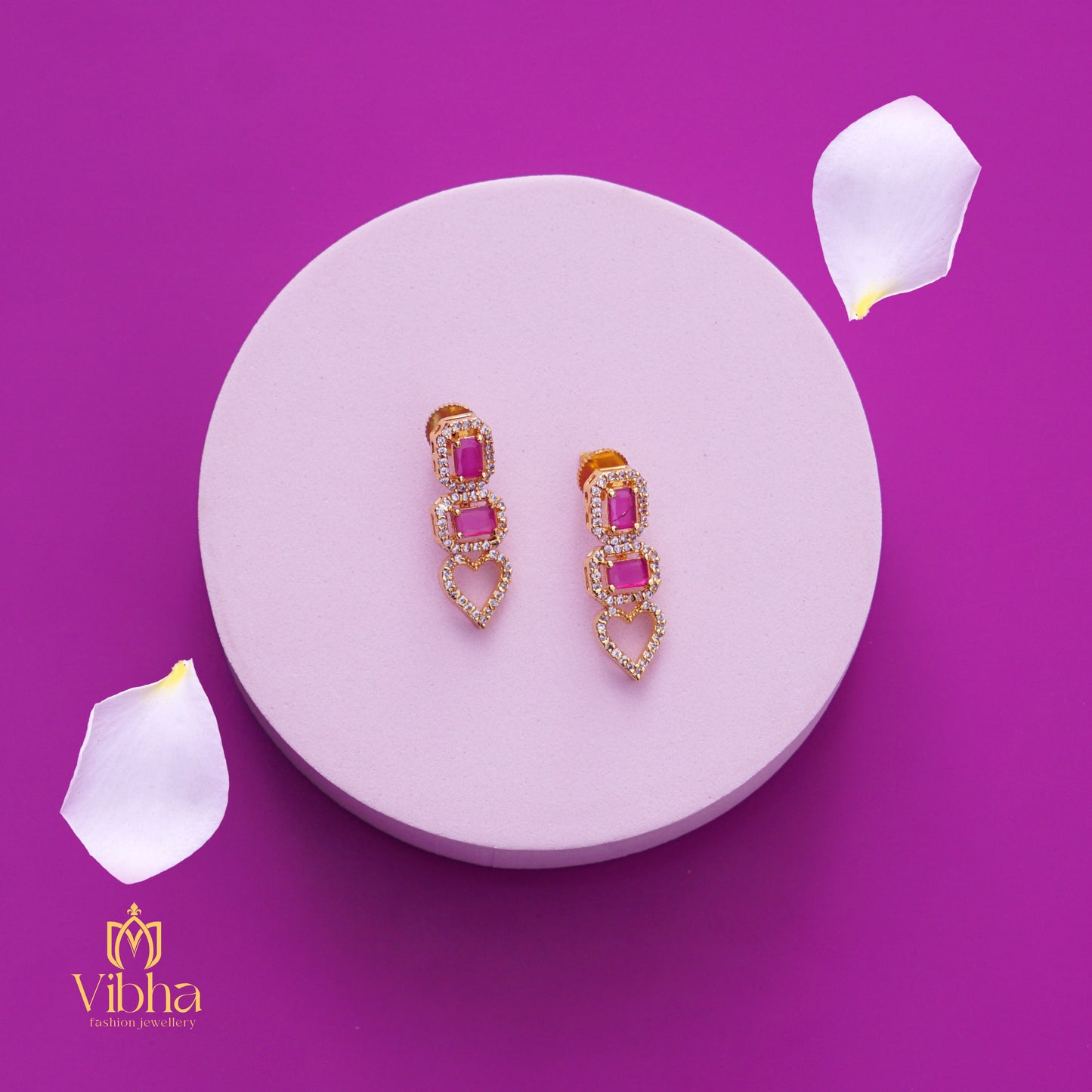 Heart Design Necklace and Ear Studs Set