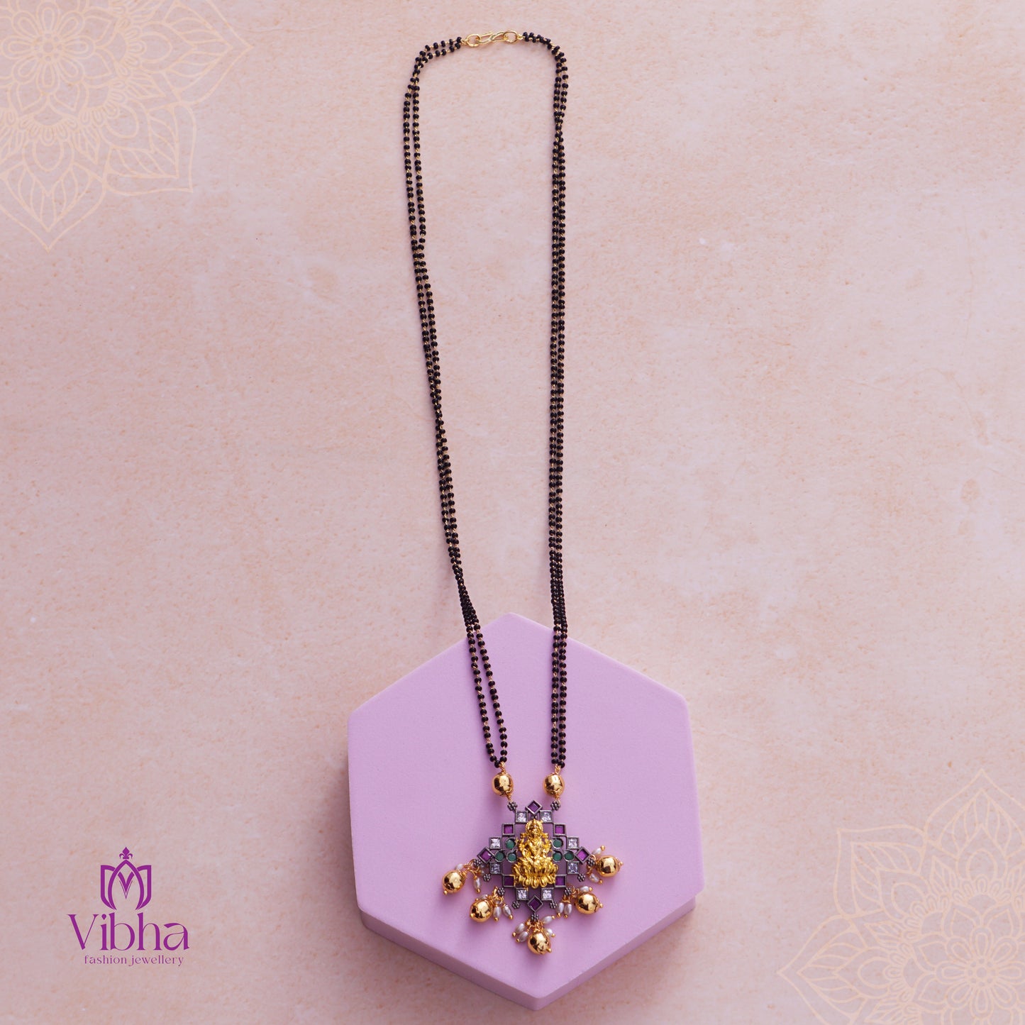 Rhombus Design Mangalsutra with Lakshmi Devi idol