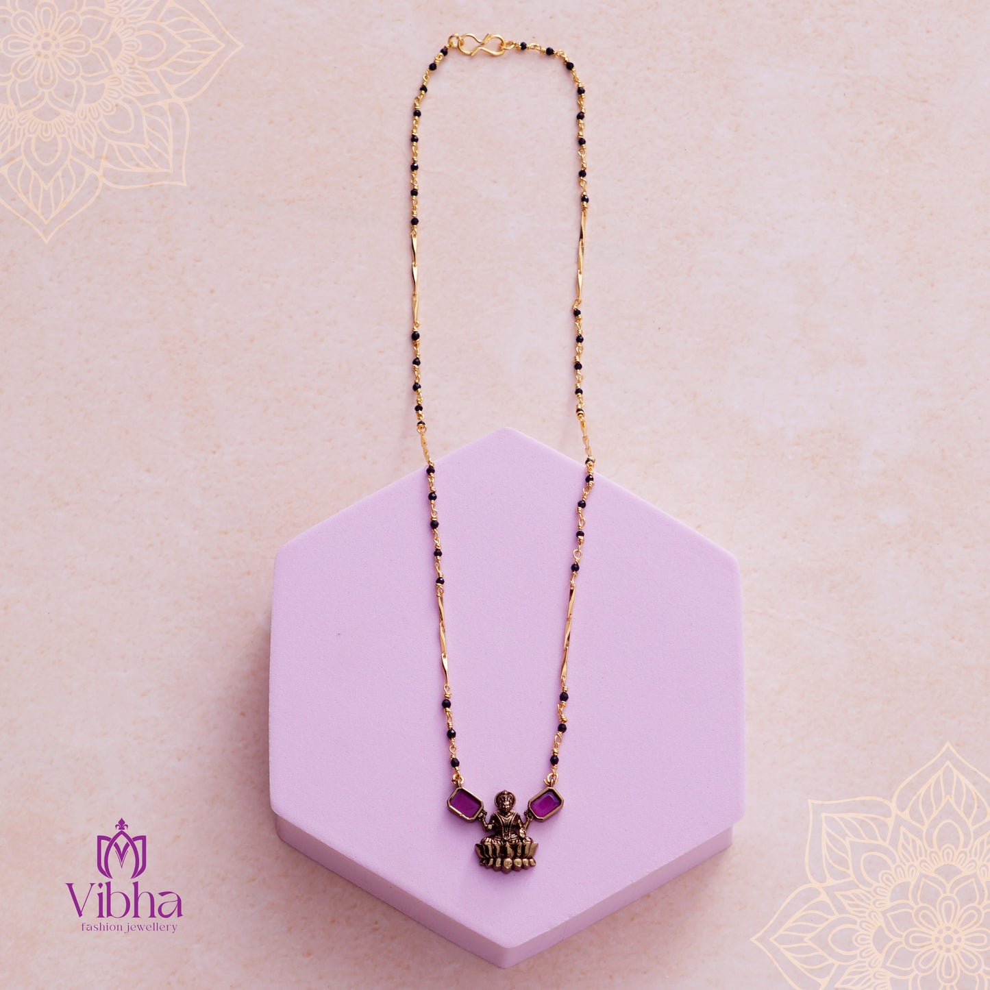 Rectangular Design Mangalsutra with Lakshmi Devi Idol