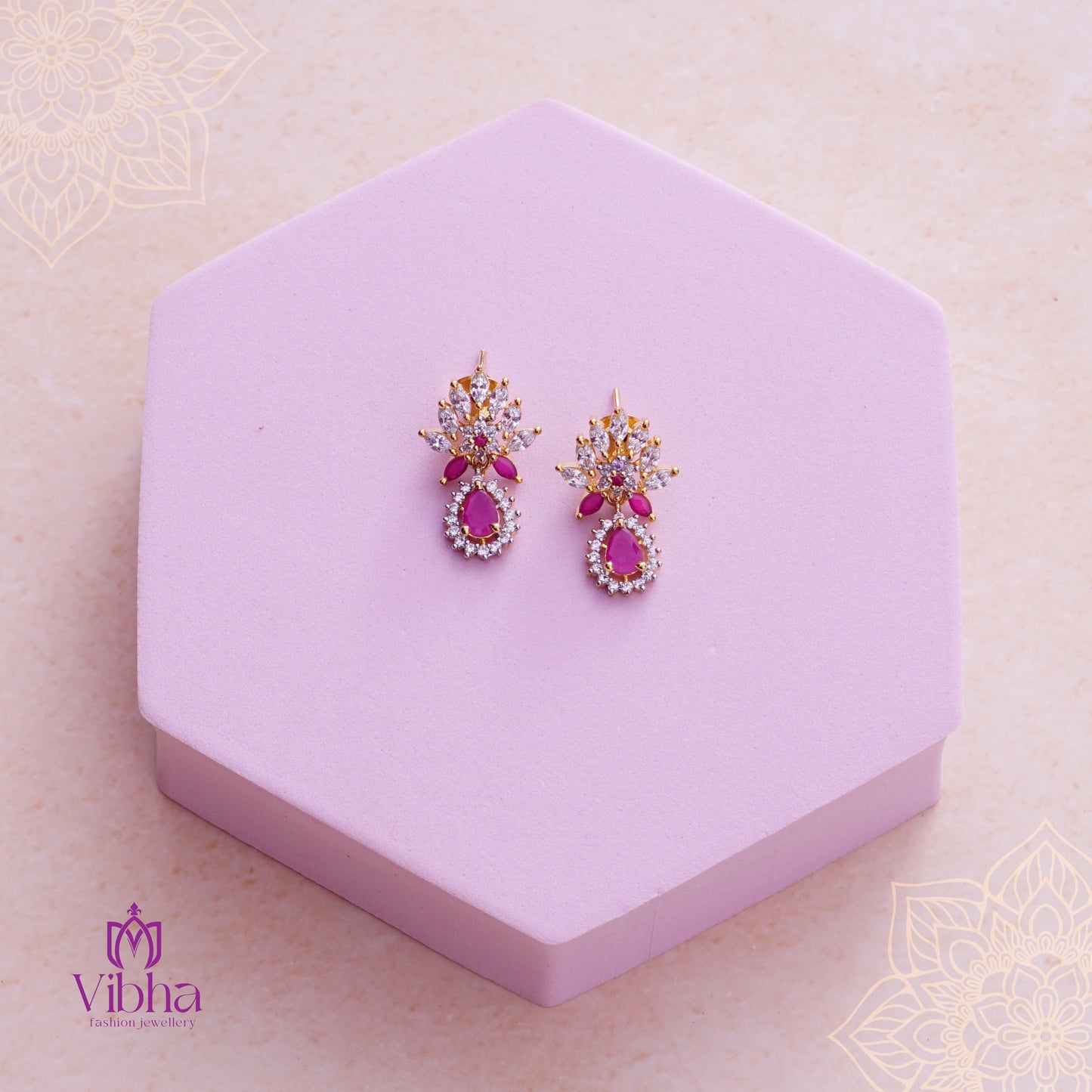 Floral Design Mangalsutra and Ear Studs Set