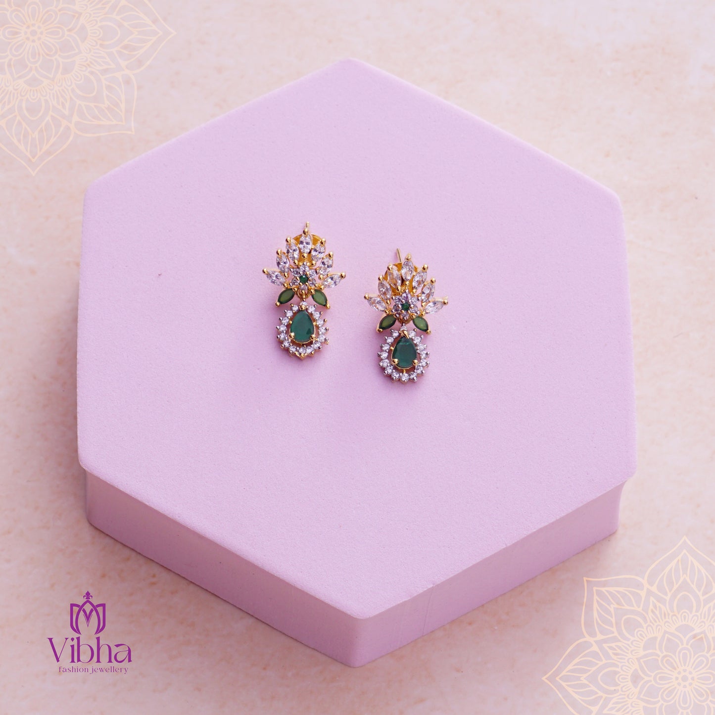 Floral Design Mangalsutra and Ear Studs Set