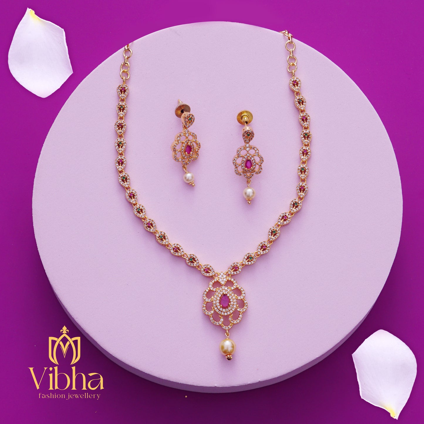 Drop Design Necklace and Earrings Set