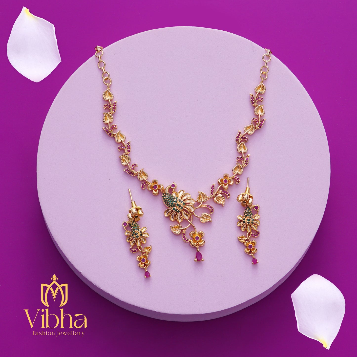 Peacock Design Necklace and Earrings Set