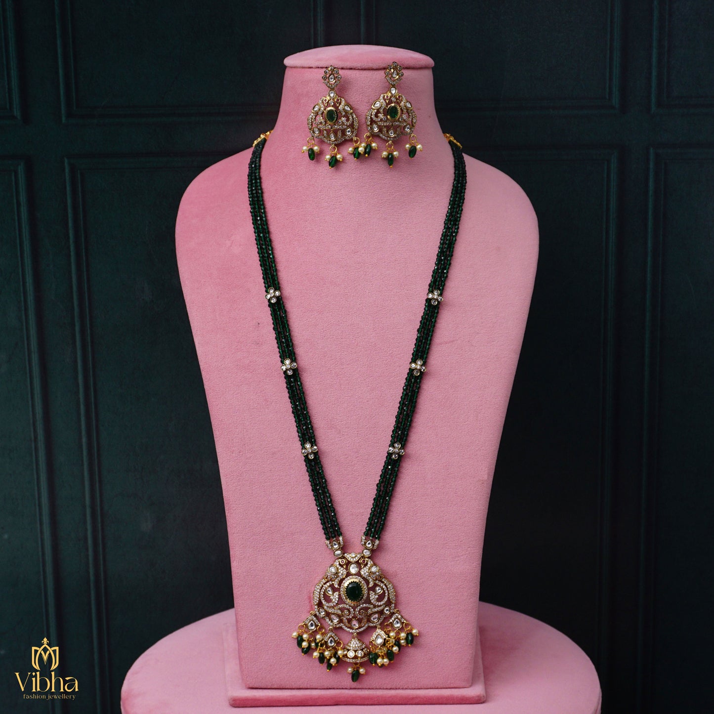 Double Peacock Mehandi Victorian Beads Haram