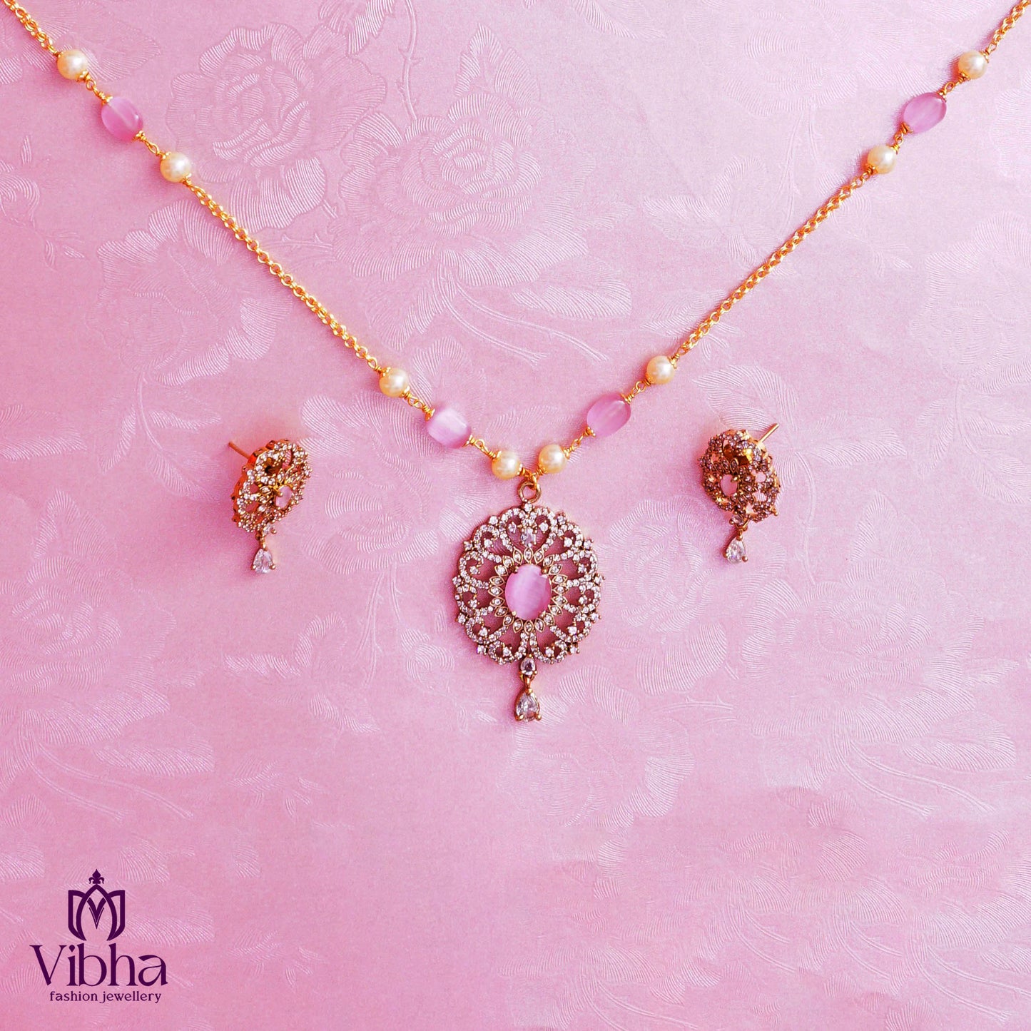 BEADS MALA WITH MEHANDI VICTORIAN PENDANT