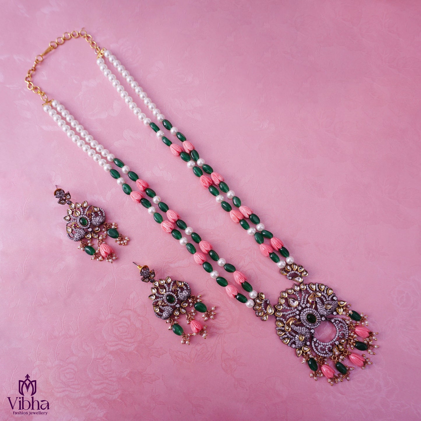 Beads Haram with Chandbali Pendant