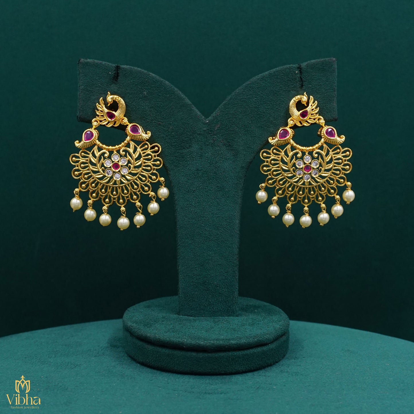 Peacock Design Chandbali Earrings