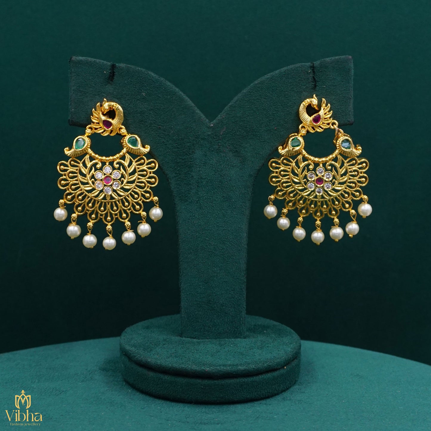 Peacock Design Chandbali Earrings