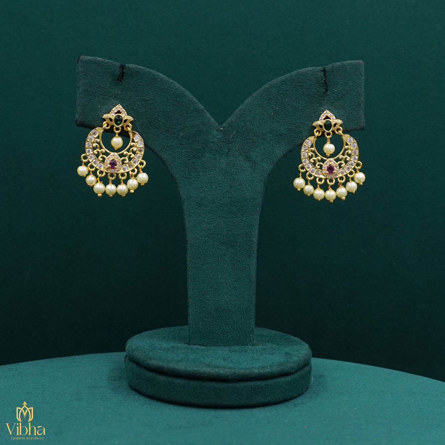 Zircon Chandbali Earring Set