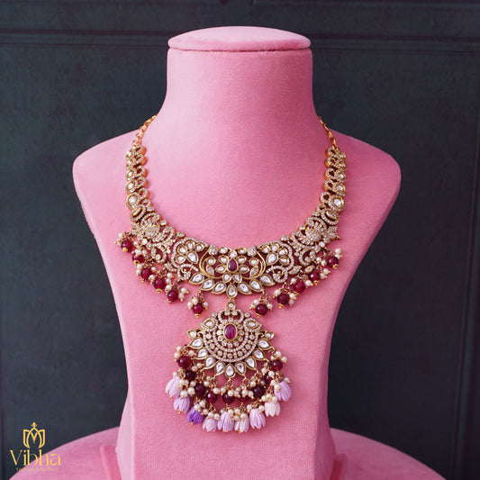 Mehandi Victorian Peacock Necklace Set