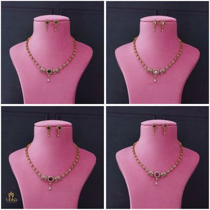 Elephant Designed Stone Changeable Necklace Set