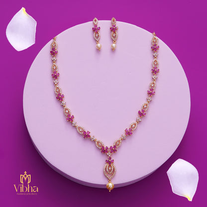 Floral Design Necklace and Earrings Set