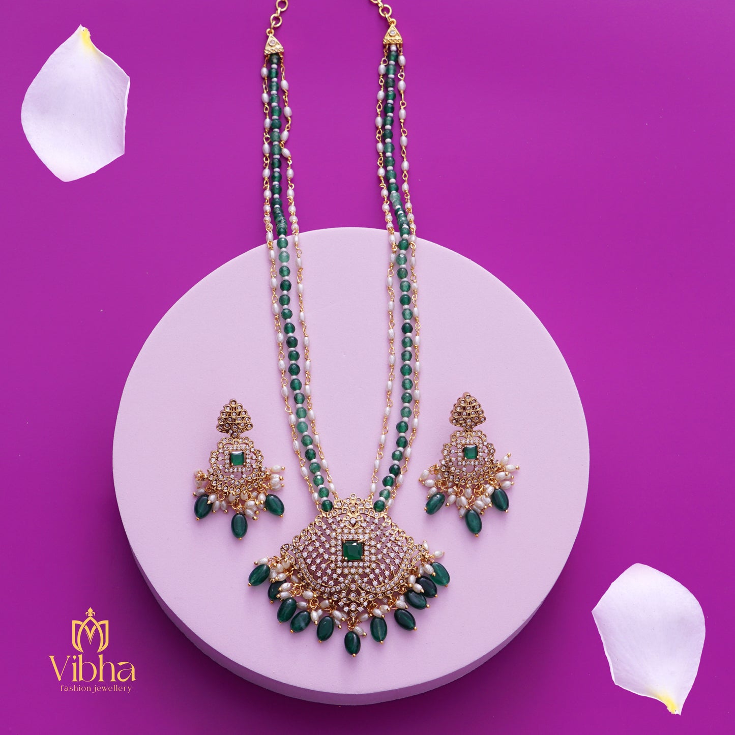 Rhombus Design Beads Haram and Earrings Set