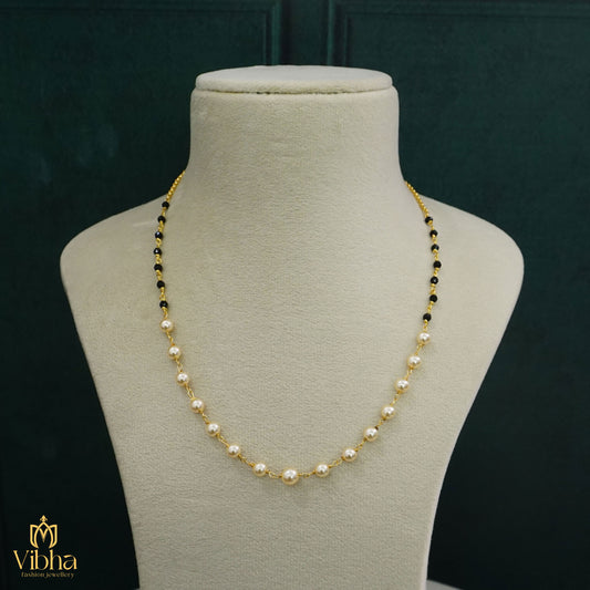 Customised Short Black Beads with Swarovski Pearls