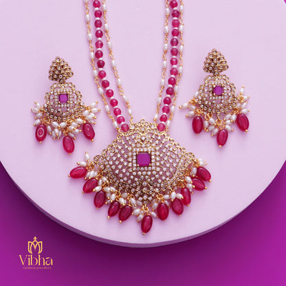 Rhombus Design Beads Haram and Earrings Set