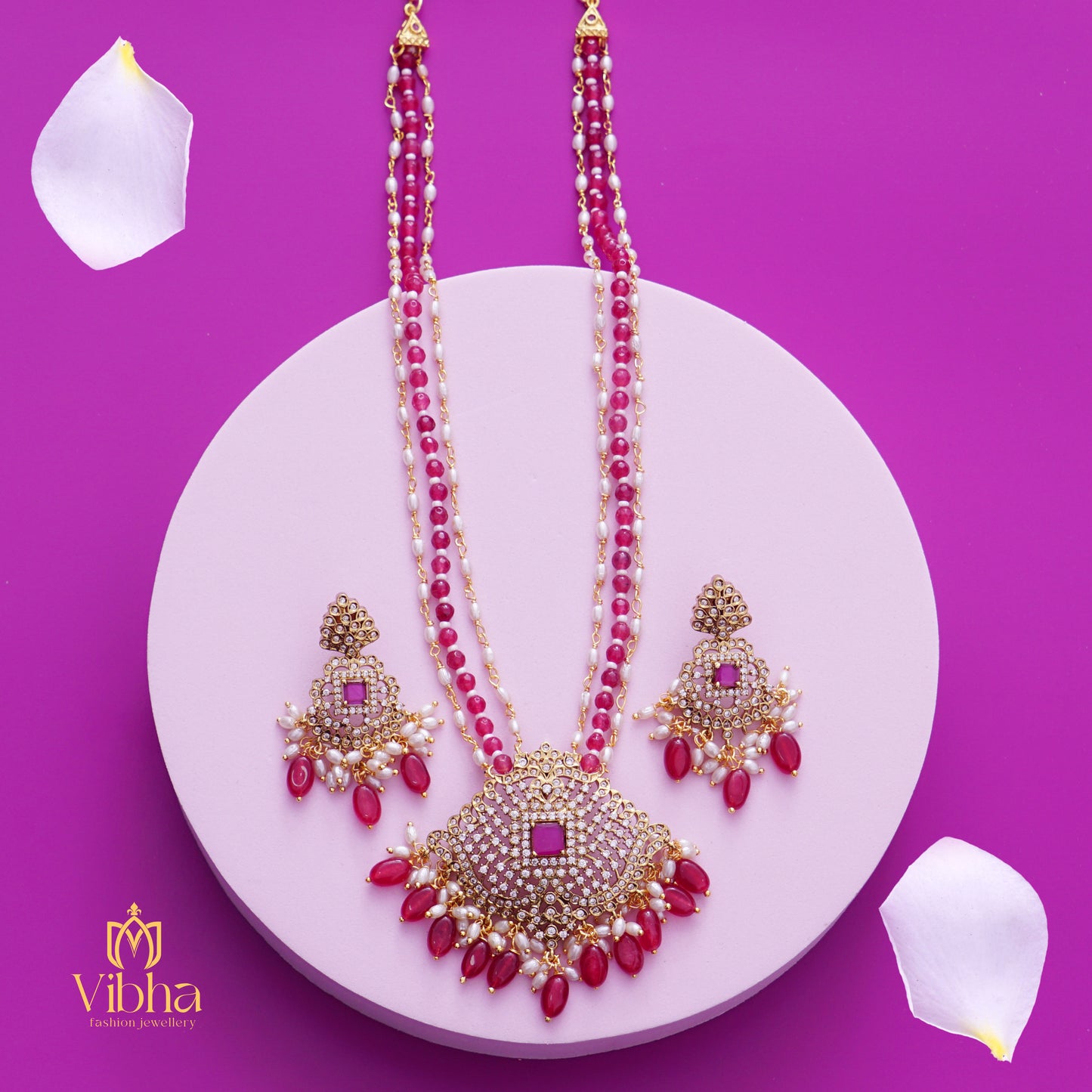 Rhombus Design Beads Haram and Earrings Set