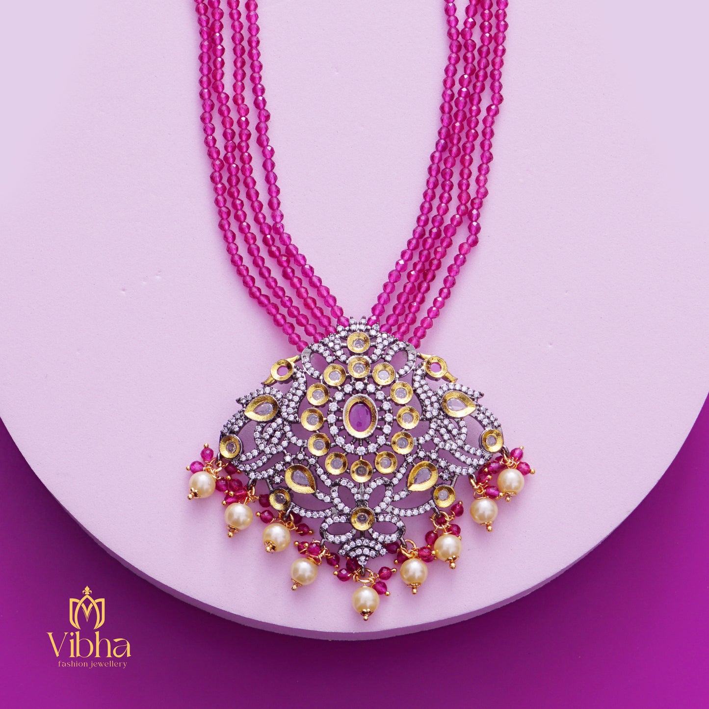 Double Peacock Design Beads Haram