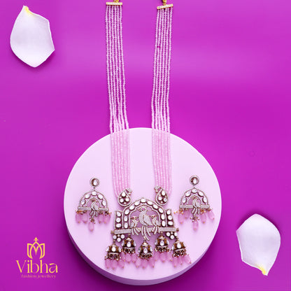 Peacock Design Beads Haram and Earrings Set