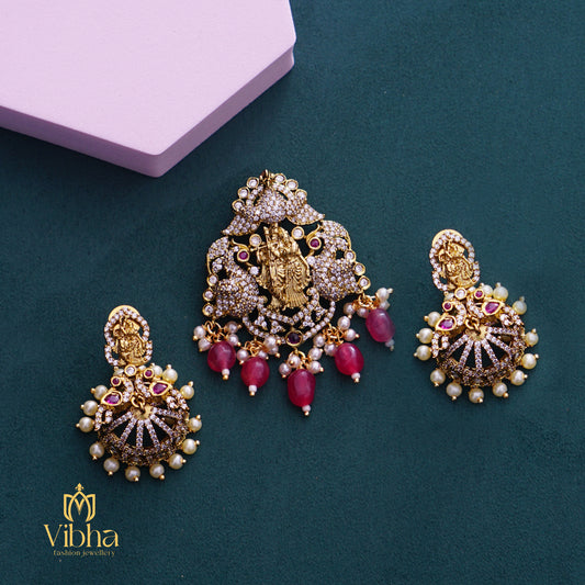 Peacock Design Pendant and Jhumkas Set