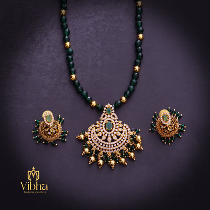 Chandbali Beads Mala and Jhumkas Set