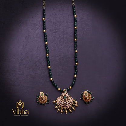 Chandbali Beads Mala and Jhumkas Set