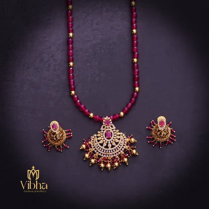 Chandbali Beads Mala and Jhumkas Set