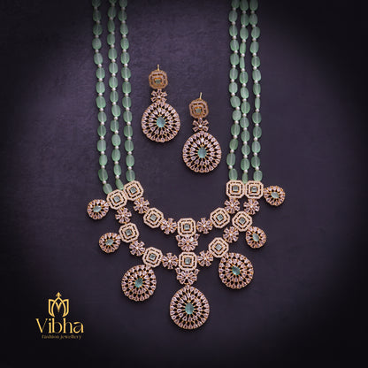 Floral Design Beads Haram and Earrings Set
