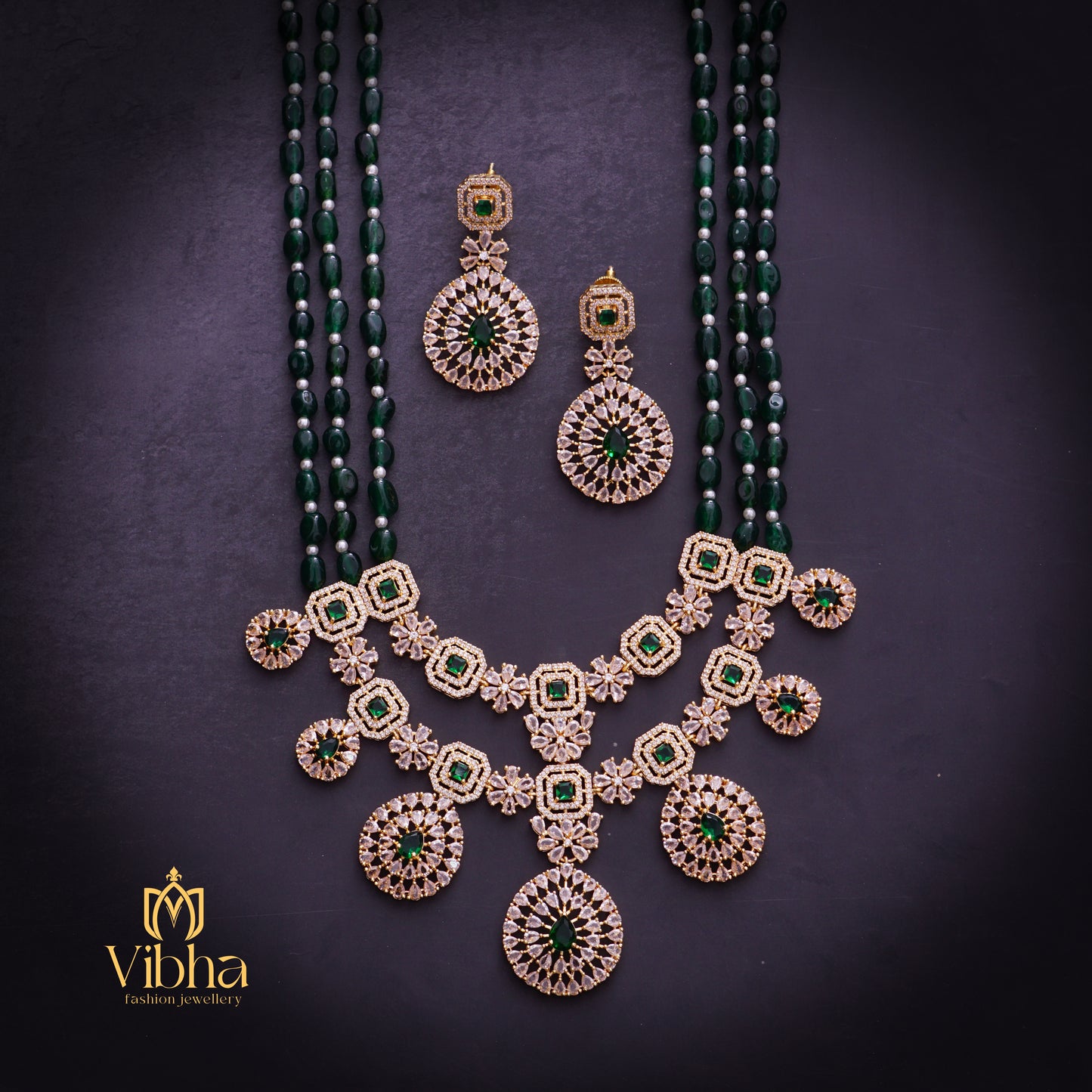 Floral Design Beads Haram and Earrings Set