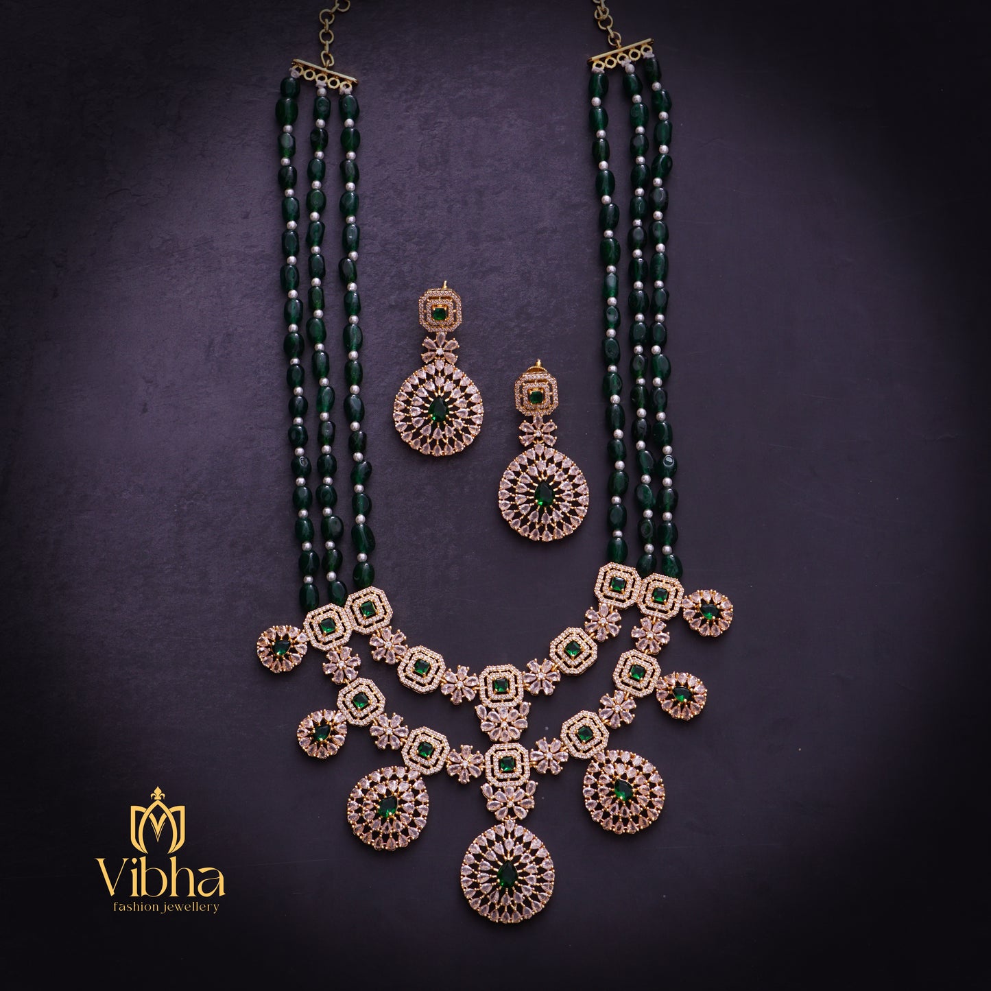 Floral Design Beads Haram and Earrings Set
