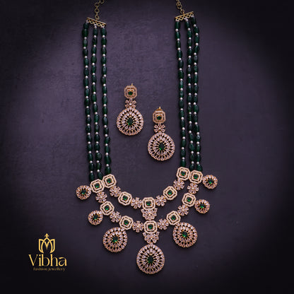 Floral Design Beads Haram and Earrings Set