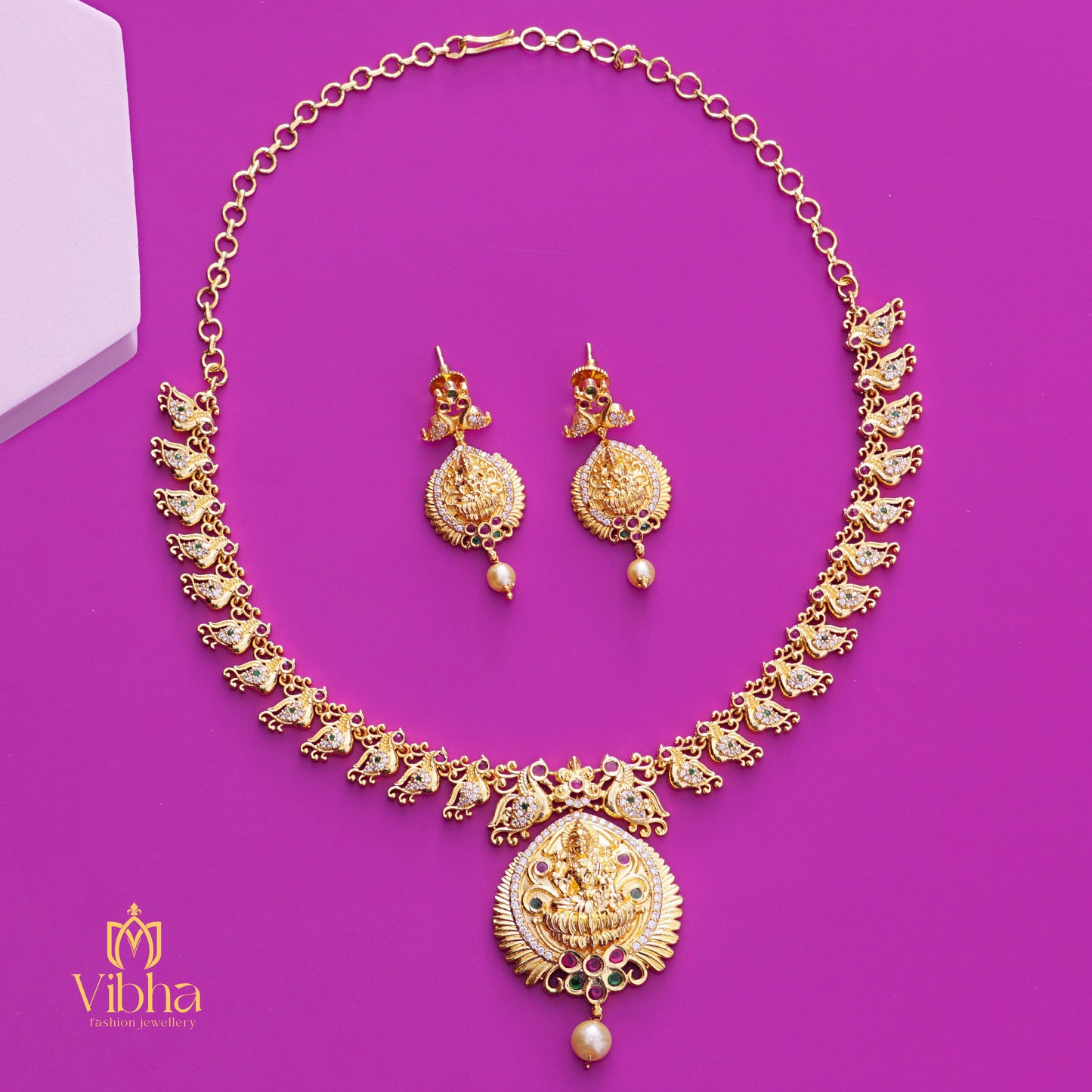 Peacock Design Necklace and Earrings Set