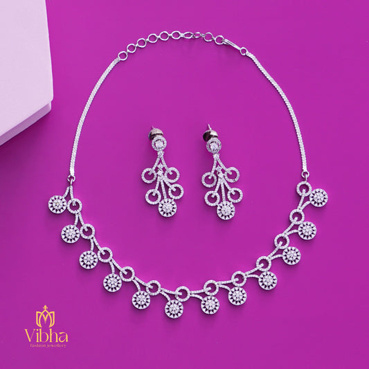 Floral Design Necklace and Earrings Set