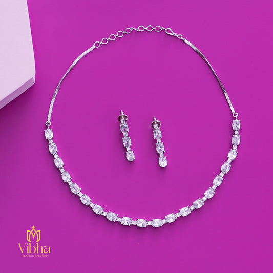 Oval Design Necklace and Earrings Set