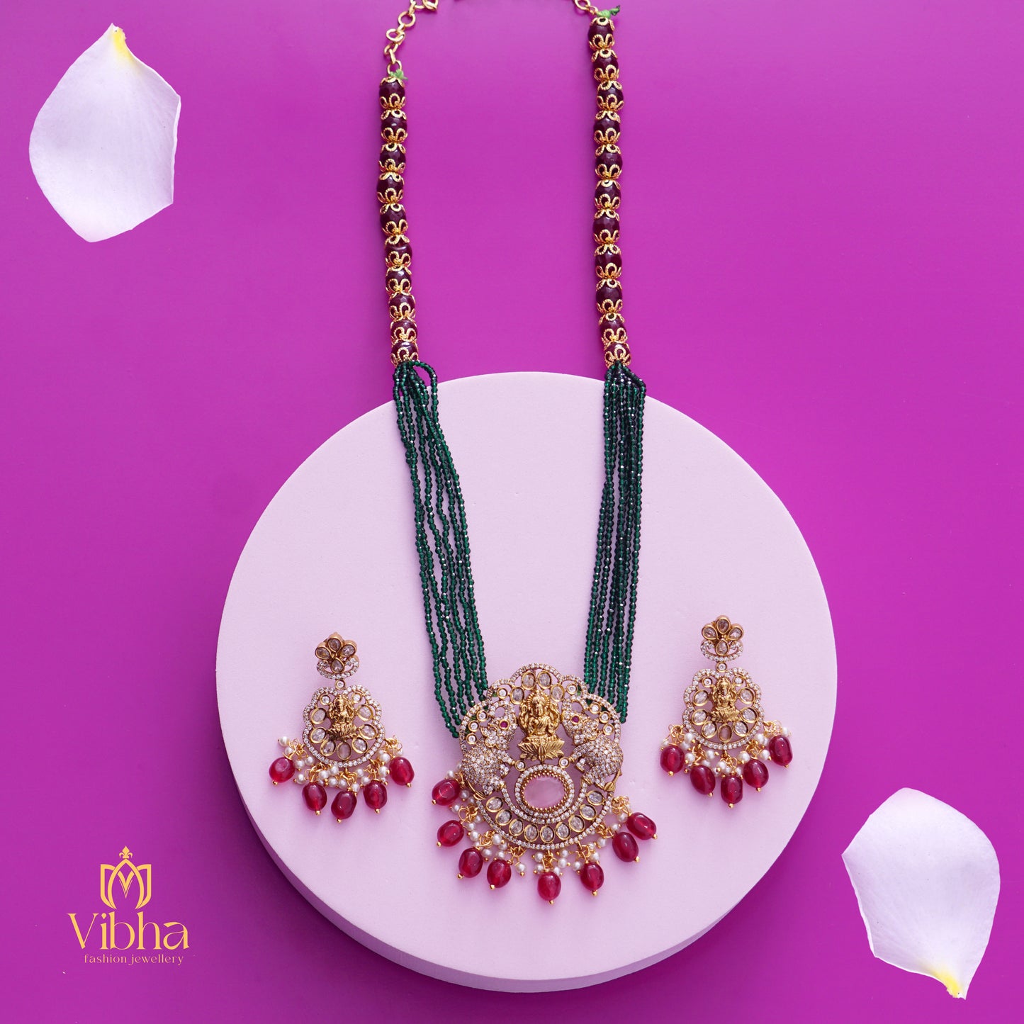 Double Elephant Design Beads Haram and Earrings Set