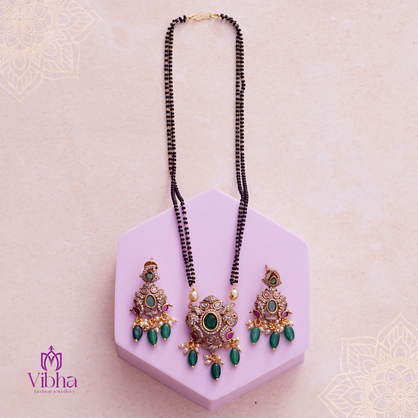 Double Elephant Design Short Mangalsutra  Set