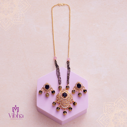 Rhombus Design Mangalsutra and Ear Studs Set