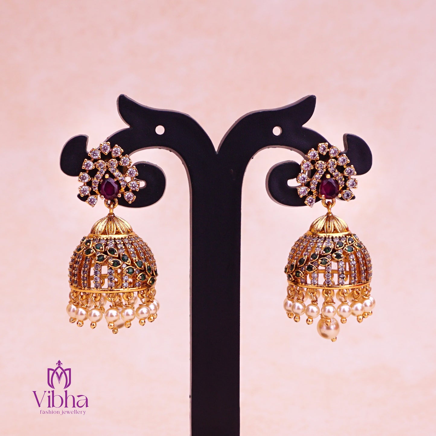 Leafy Design Jhumkas Set