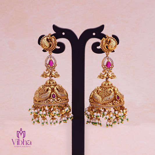 Peacocks Design Jhumkas Set