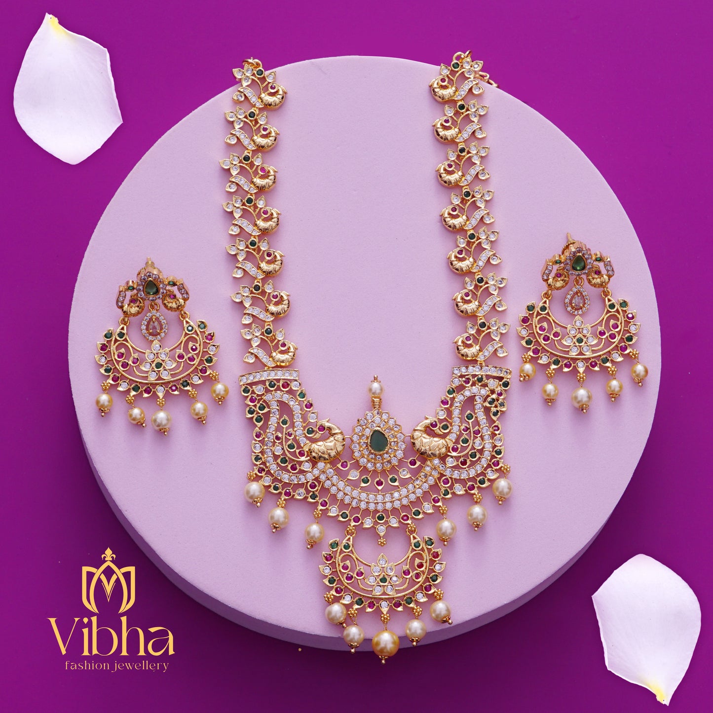 Peacock Design Necklace and Earrings Set