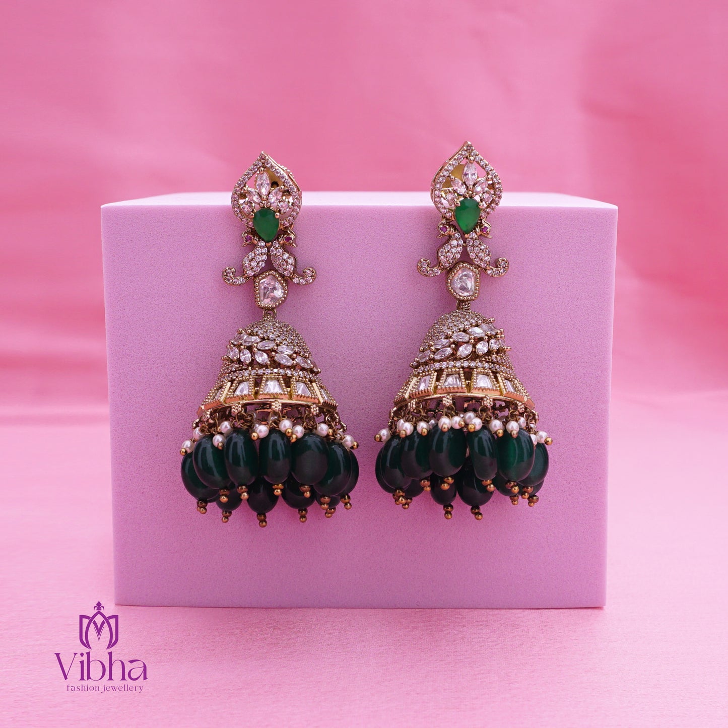 Double Peacock Design Jhumkas Set