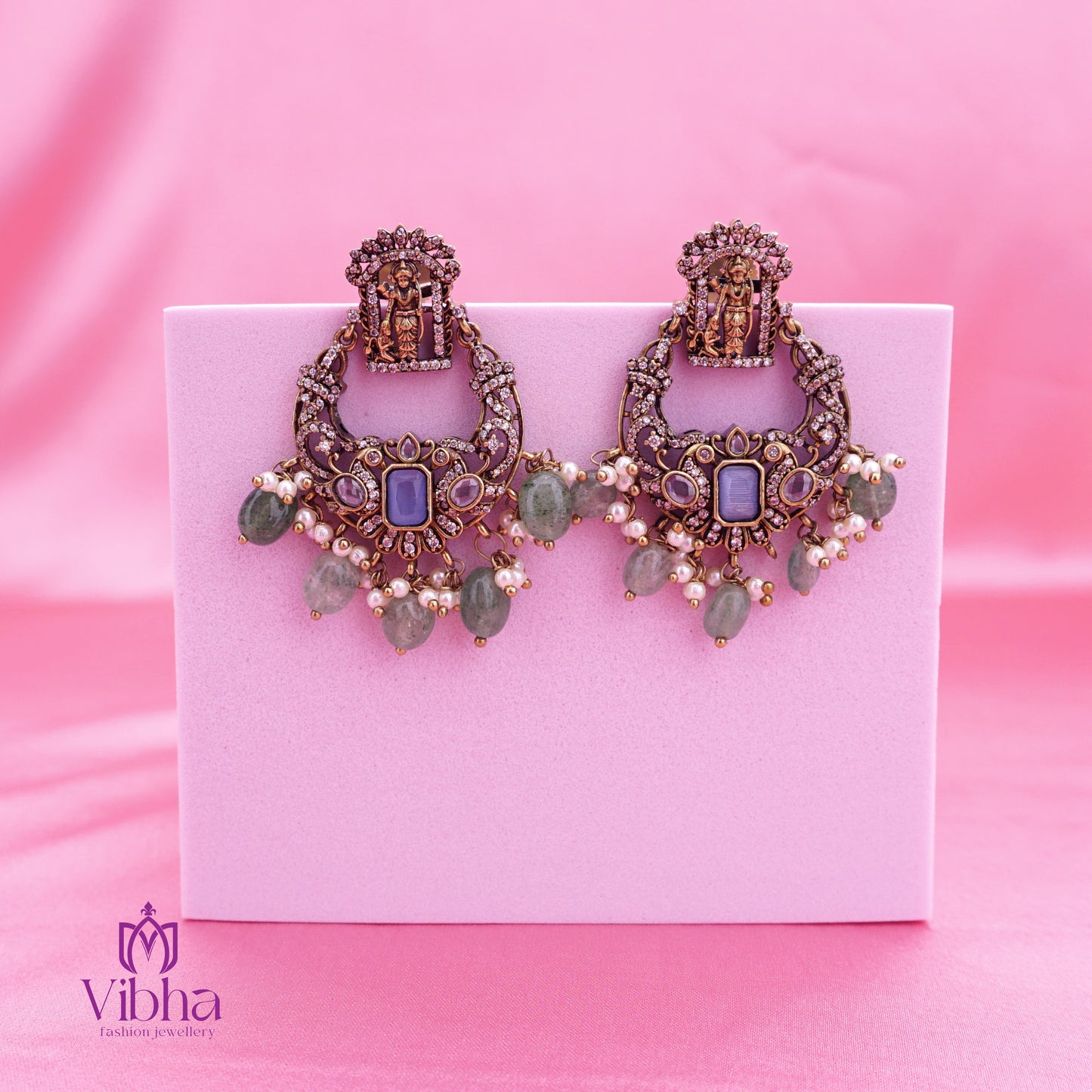 Double Peacock Chandbali Earrings Set