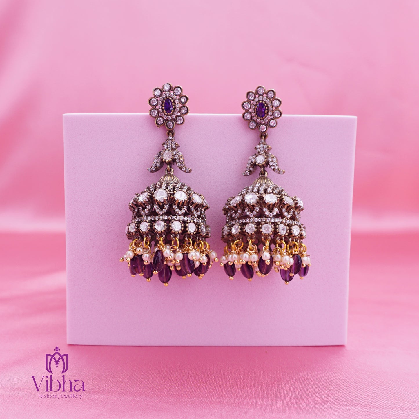 Floral Design Jhumkas Set