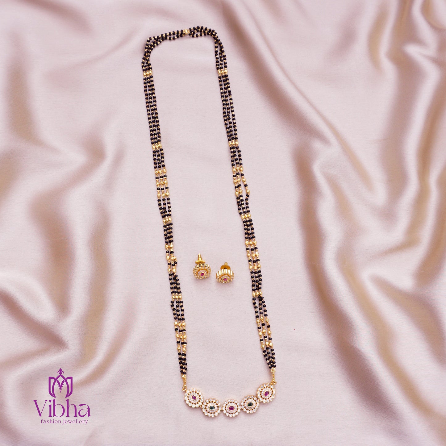 Chandbali Design Mangalsutra and Ear Studs Set