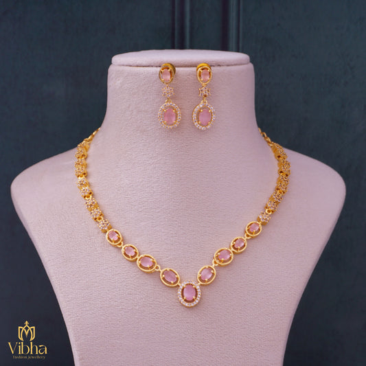 Oval Design Zircon Necklace Set