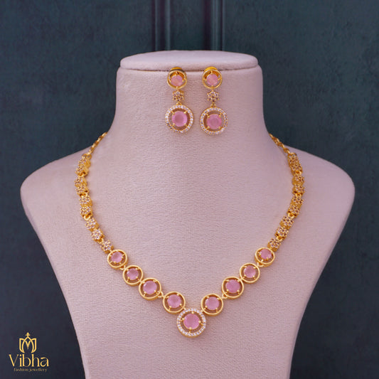 Circular Design Zircon Necklace Set