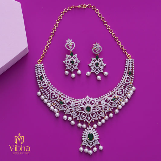 Floral Design Necklace and Earrings Set