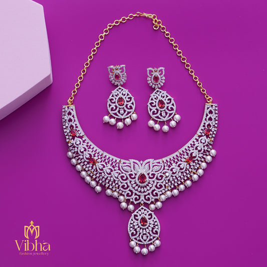 Floral Design Necklace and Earrings Set