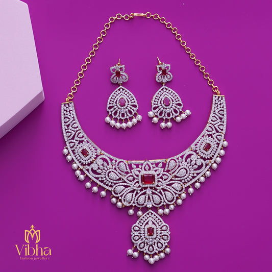 Floral Design Necklace and Earrings Set