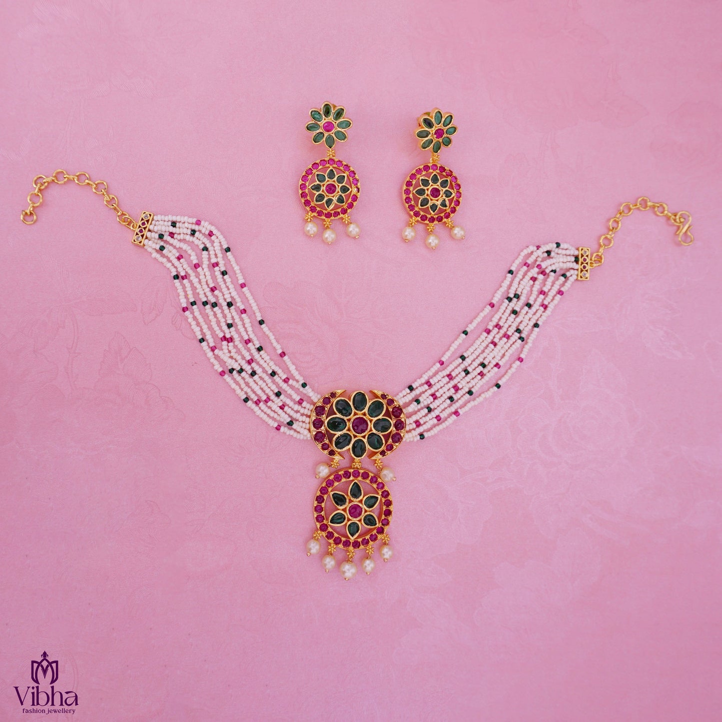 Beads Choker with Floral Motifs